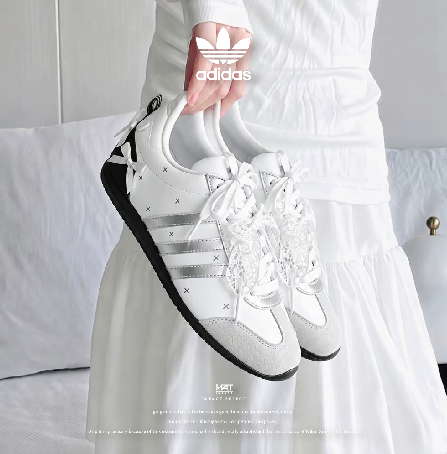 【訂製款】adidas VS JOG 2.0 新月芭蕾 白月光 蝴蝶結 蕾絲 miu系