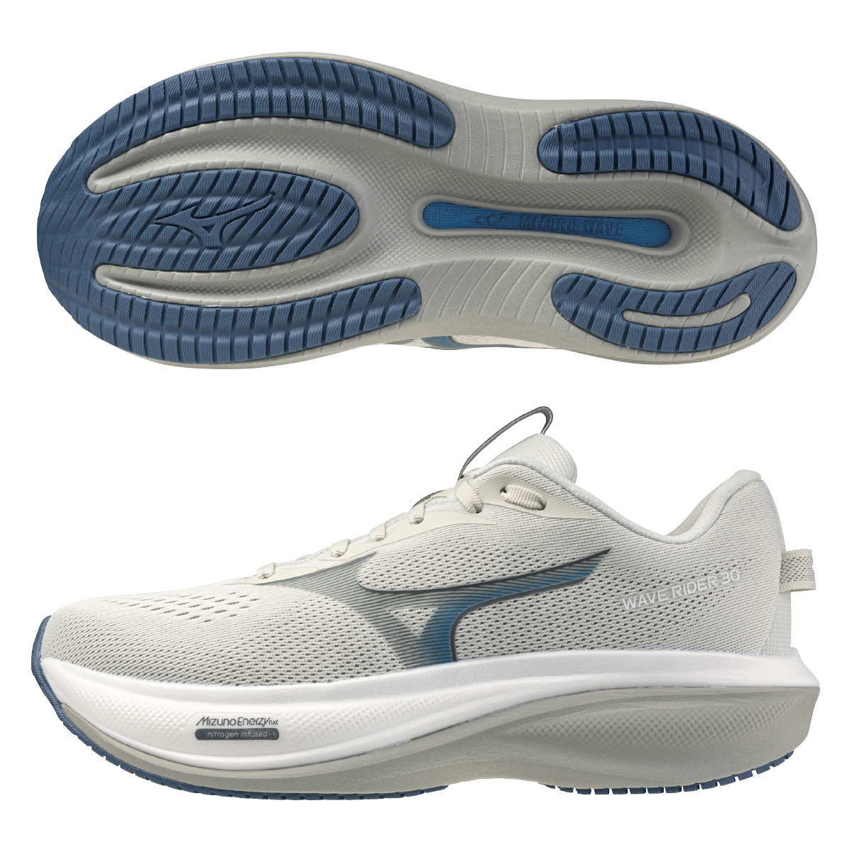 MIZUNO WAVE RIDER 30 淺灰×深灰×白 J1GM262155