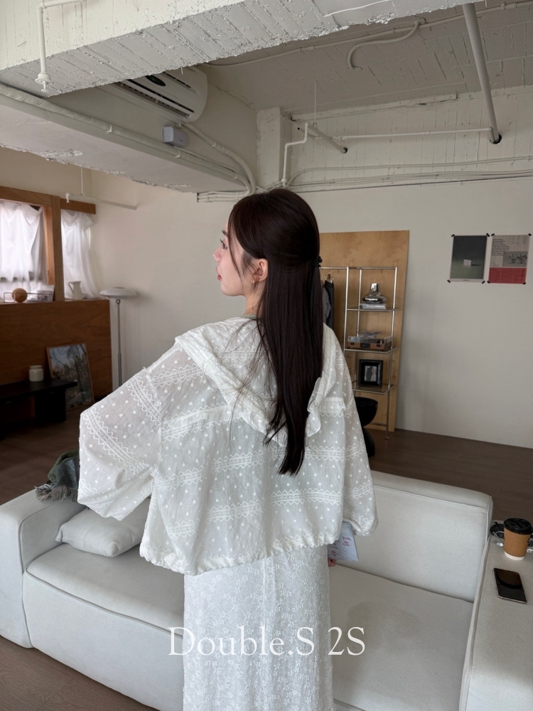 日系感!立體刺繡雪點連帽外套