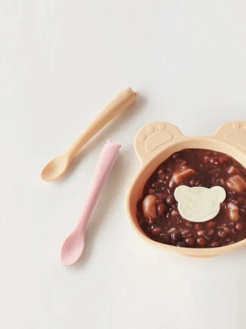 【Bellable】Korea Silicone Feeding Spoon Set (2pcs with Case) [Mustard+Pink]