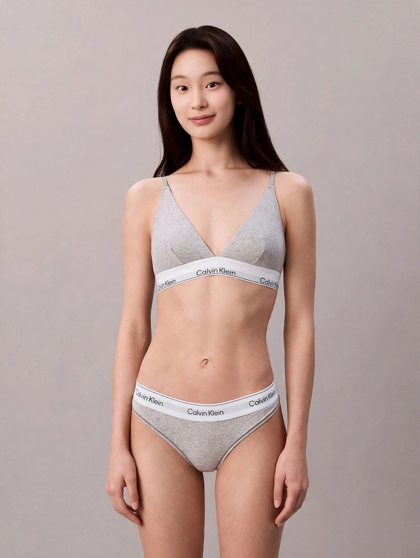 Calvin Klein Icon Cotton 灰色彈力棉丁字褲 (QF8518)