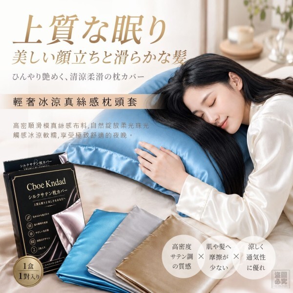 WSBB12558   輕奢冰涼真絲感枕頭套2入（10月中旬）
