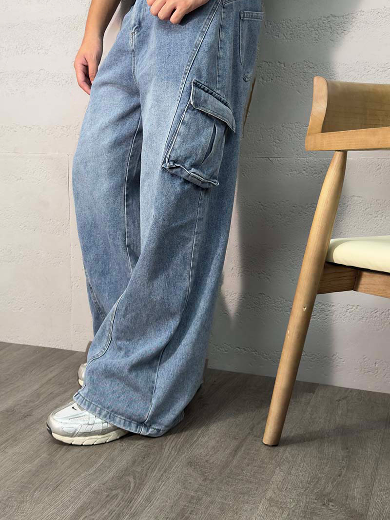 【良源集】立體工裝牛仔寬褲