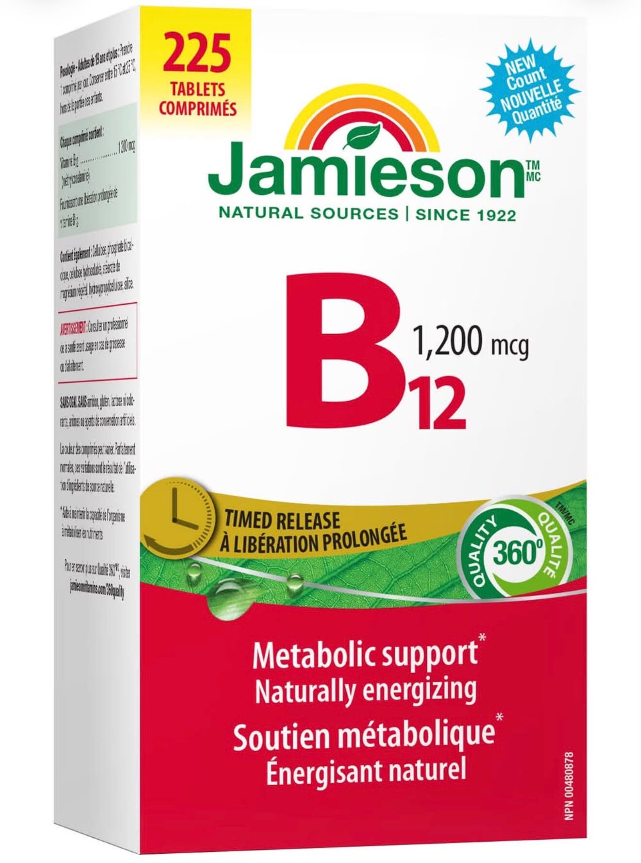 加姐 Jamieson B12 1200mcg 225粒 *滿$899包京東送貨上門* CC106