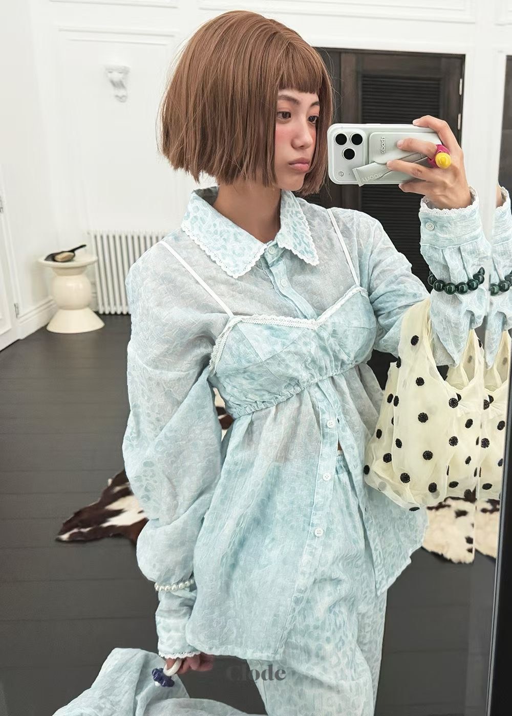 豹紋紗吊帶短內搭背心