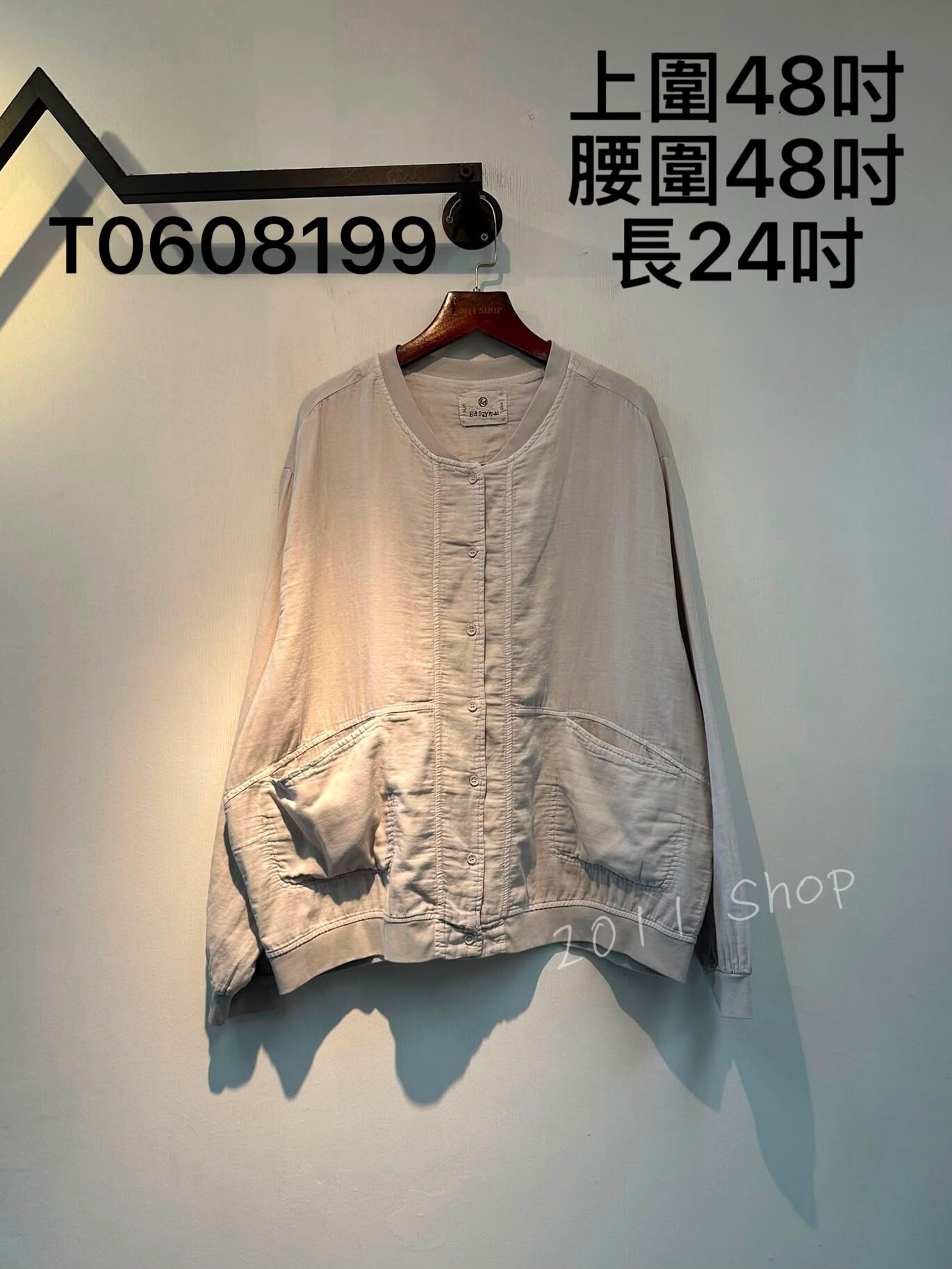 出口日本純色隱形口袋鈕扣TOP  上圍48吋 腰圍48吋 長24吋  T0608199(3件以上包運順豐智能櫃/站*不夾單)