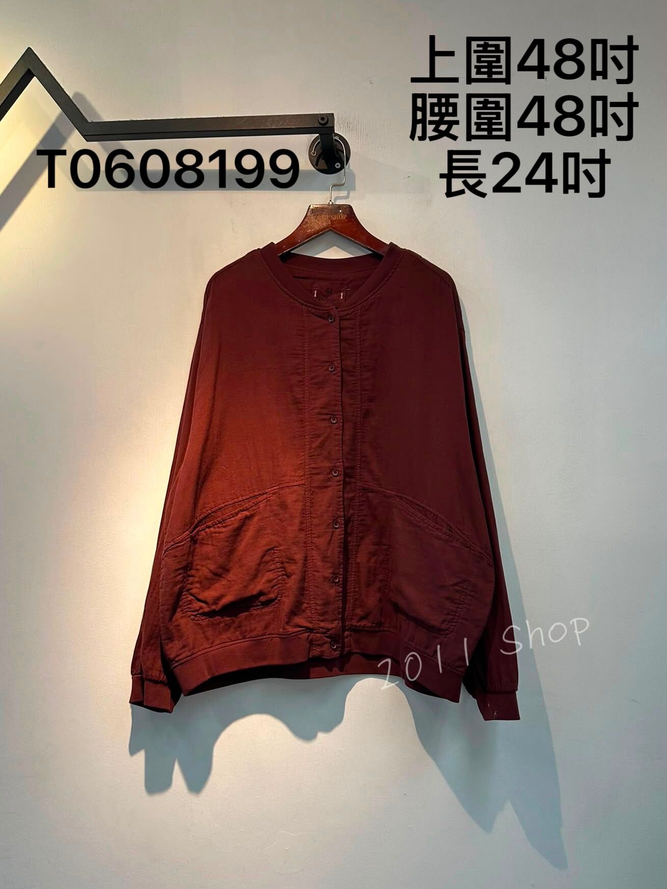 出口日本純色隱形口袋鈕扣TOP  上圍48吋 腰圍48吋 長24吋  T0608199(3件以上包運順豐智能櫃/站*不夾單)