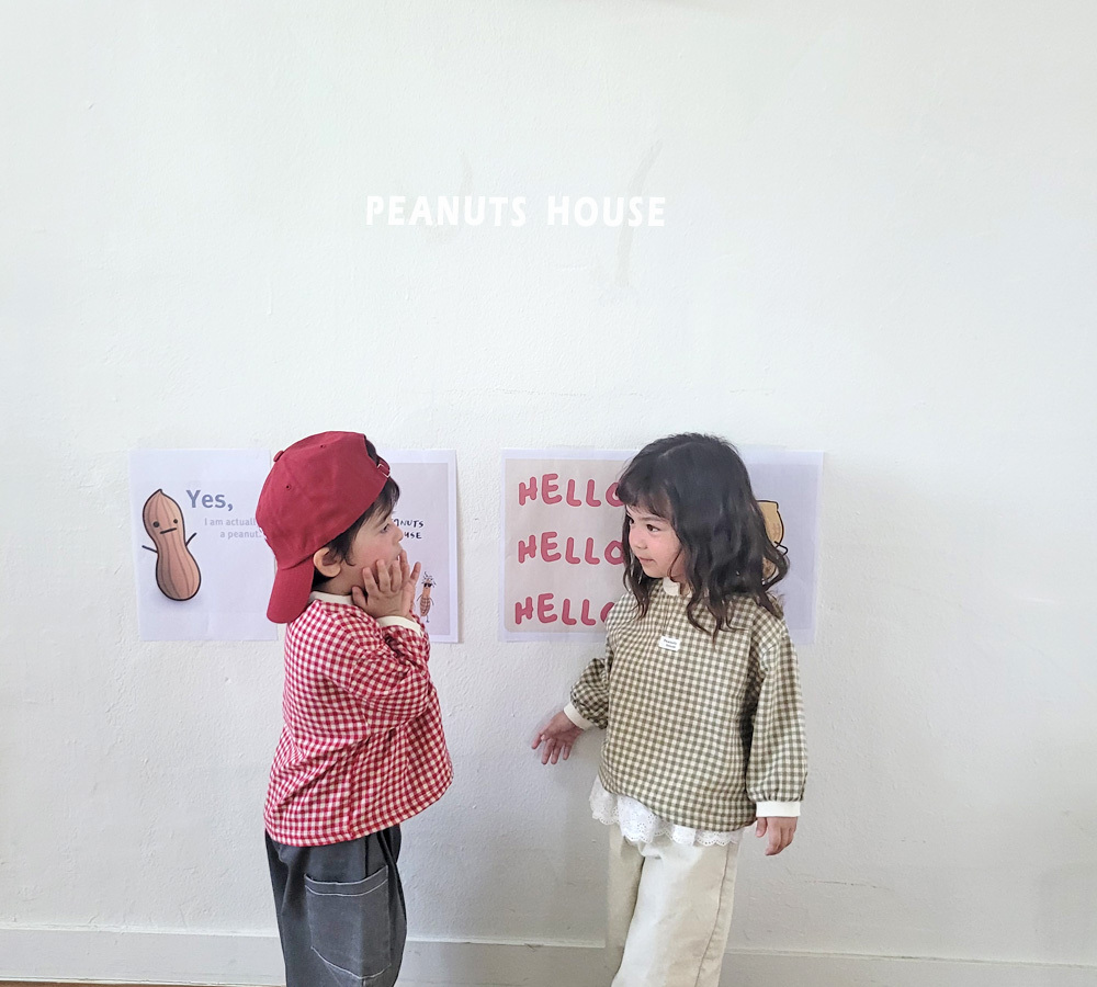 正韓秋PEANUTS 兩色方格上衣