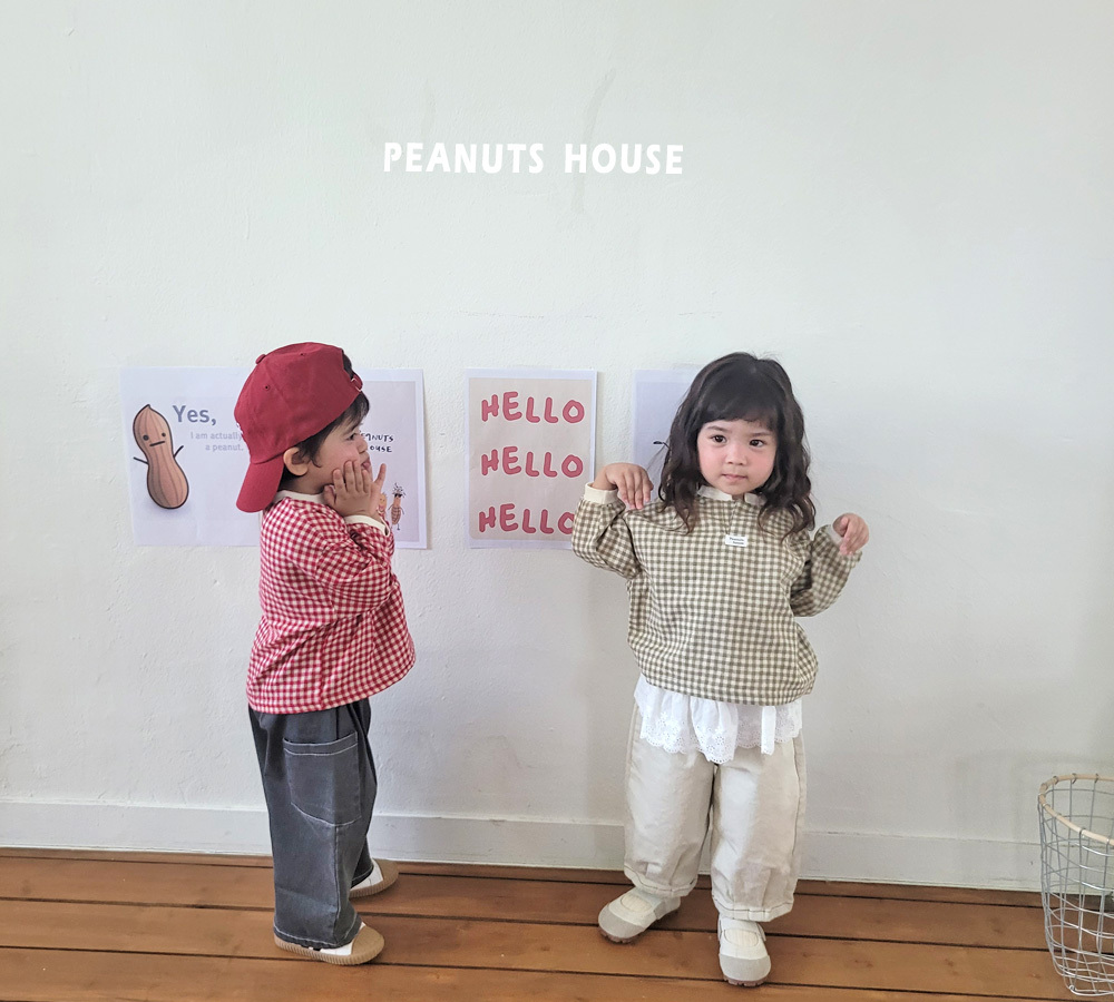 正韓秋PEANUTS 兩色方格上衣