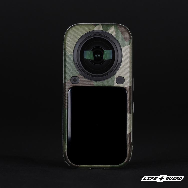 LIFE+GUARD 相機貼膜安裝示意，適用 Insta360 X6