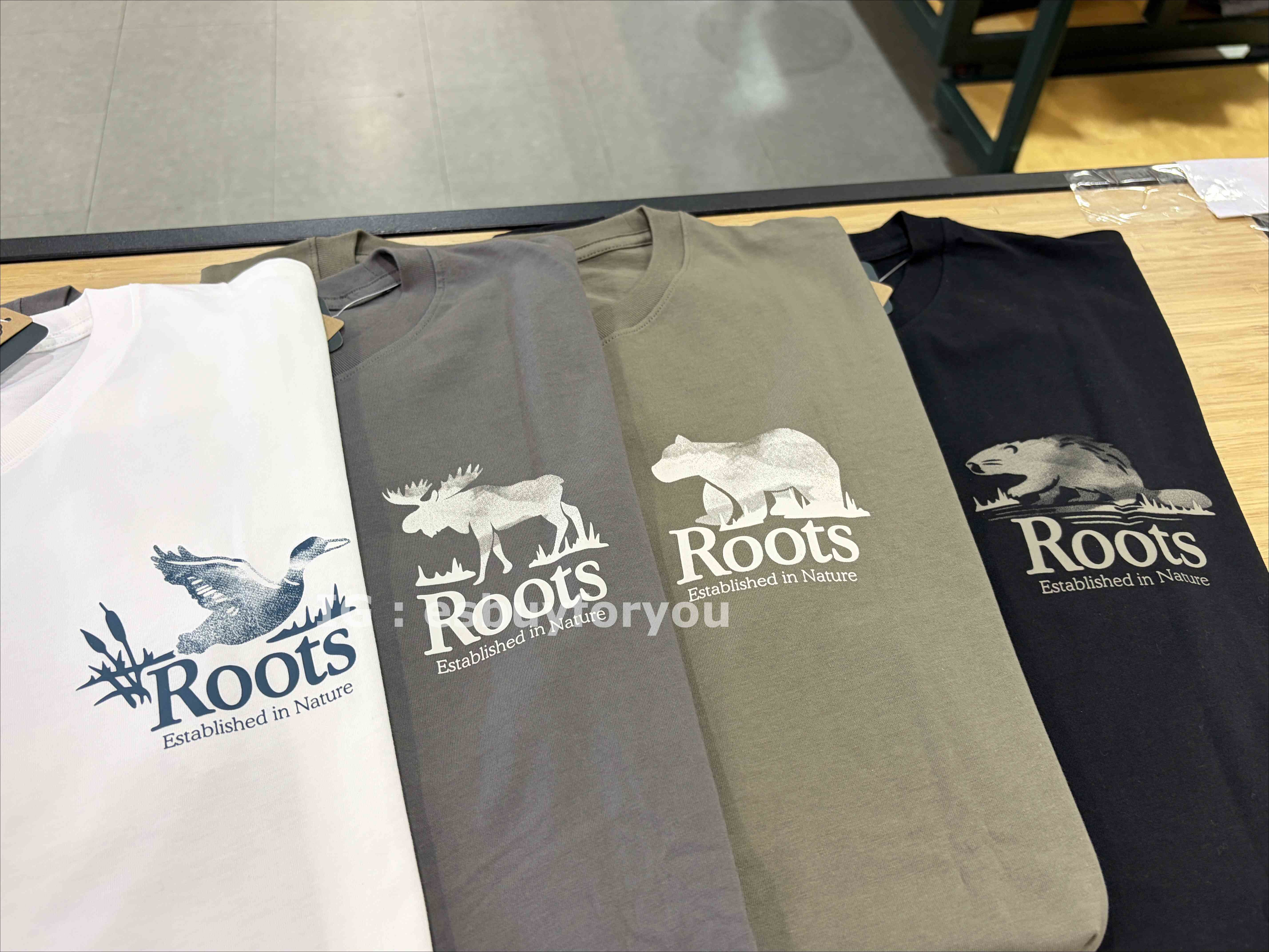 ROOTS 男大人 大自然 動物系列 正反圖案 短TEE (4色)
