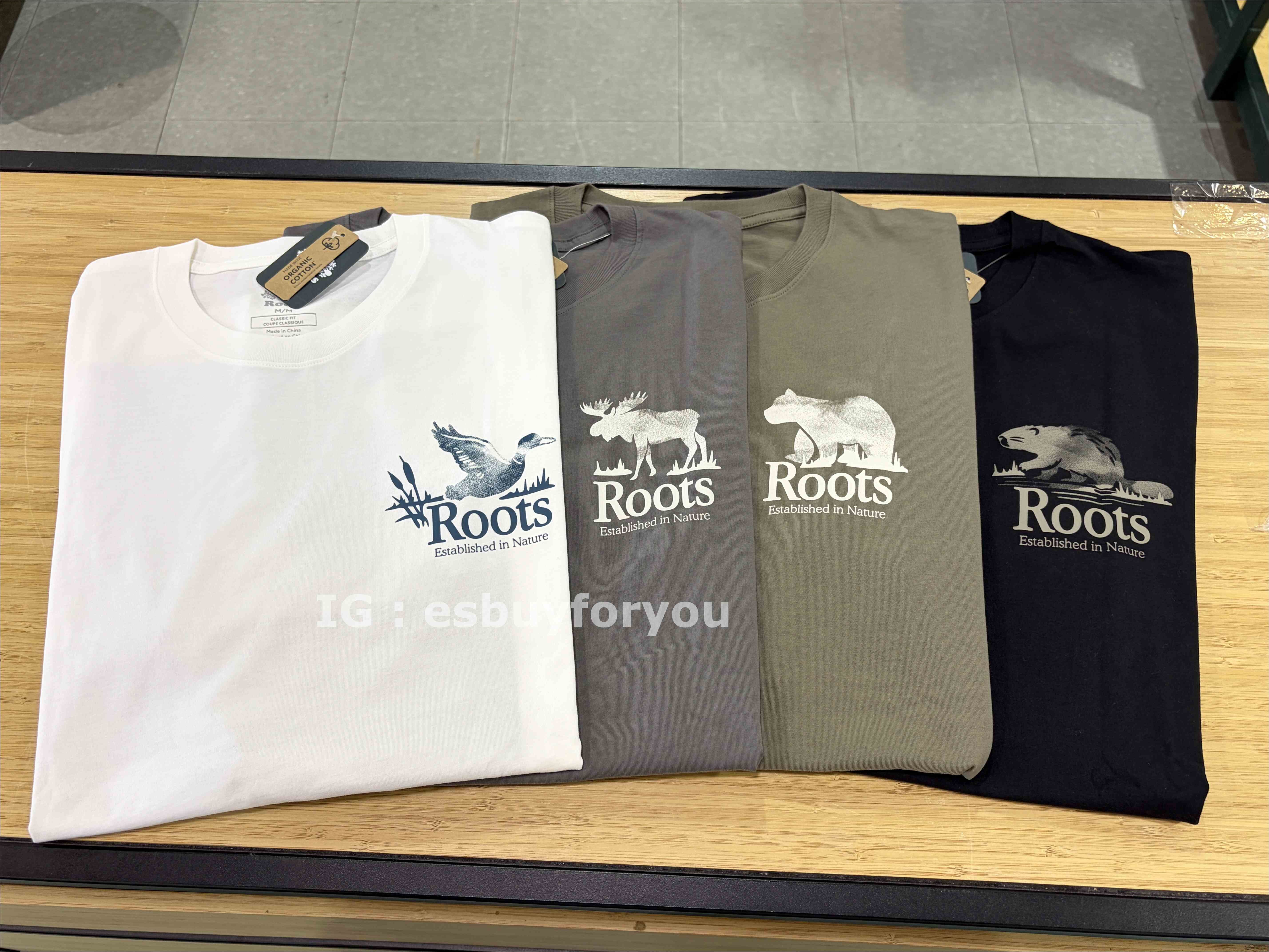 ROOTS 男大人 大自然 動物系列 正反圖案 短TEE (4色)