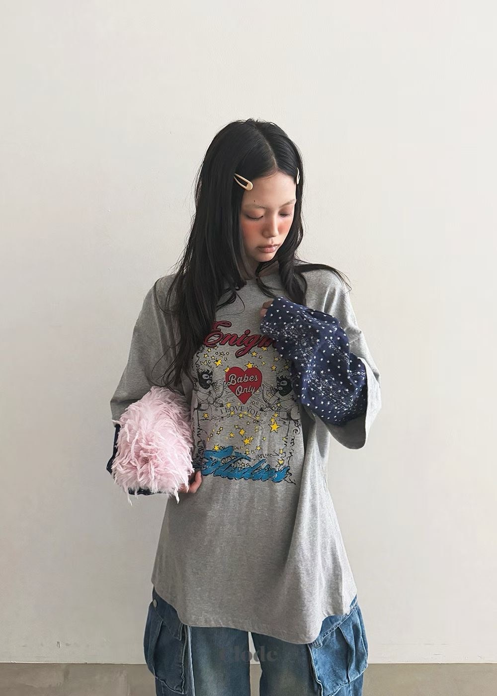 BABY LAYERED長袖拼花T