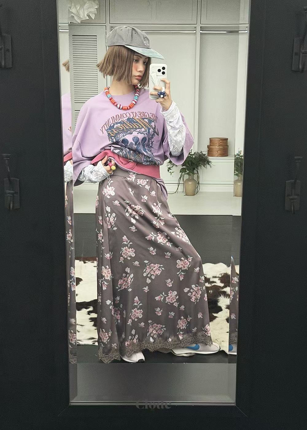 花叢蕾絲邊長裙