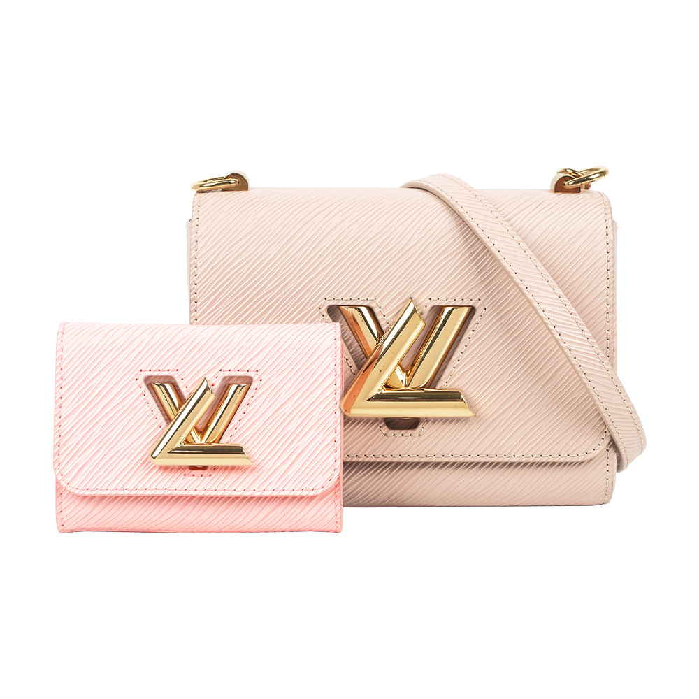 【Louis Vuitton】Twist PM 水波紋牛皮二用子母包(奶茶色/粉色)