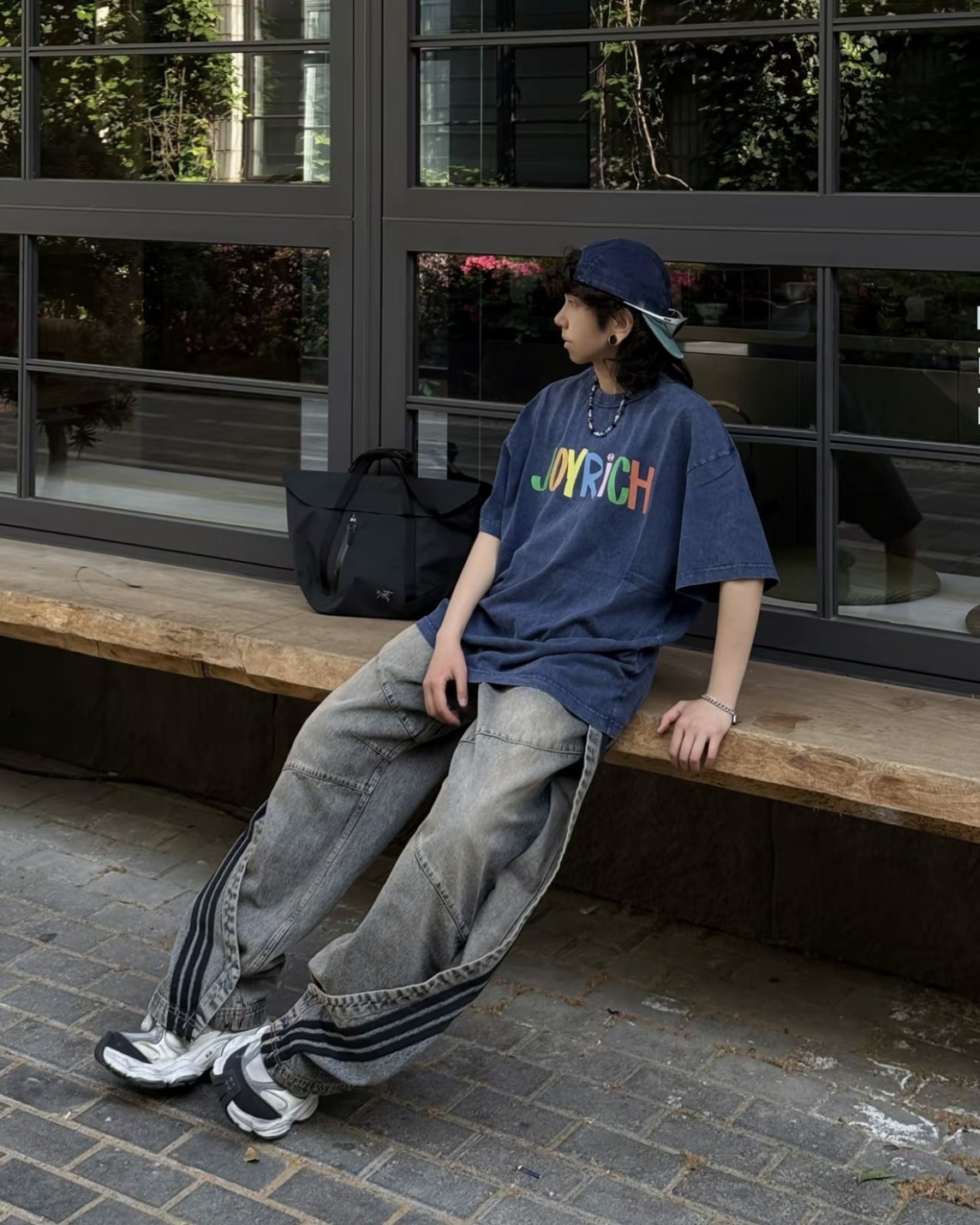 【預購】ADIDAS W ADILENIUM 5.0 BANANA OVERLAY JOGGERS 水洗灰黑 KY5189