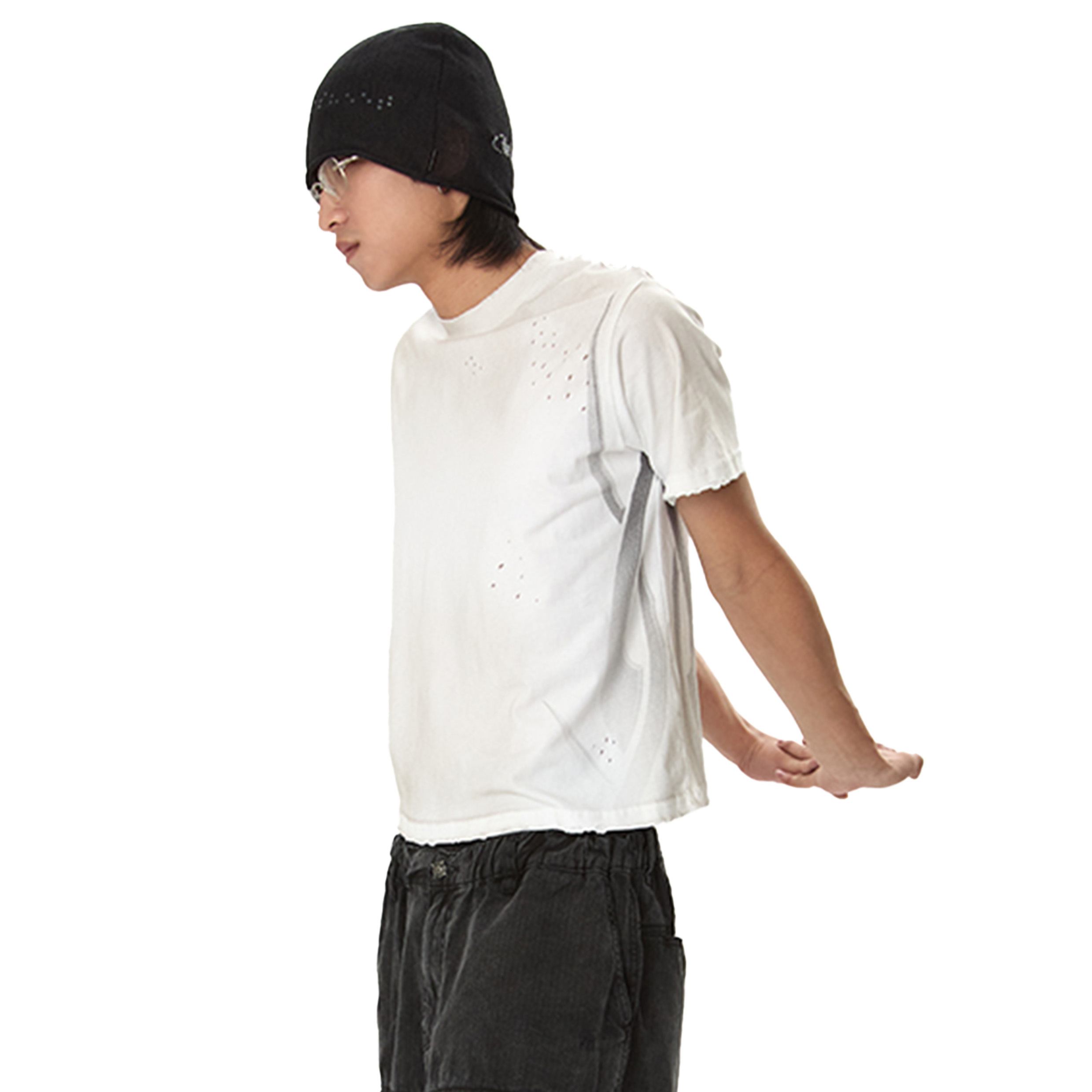 JOBDATASHEET Distressed Printed Slim Fit Short Sleeve Tee [D41]