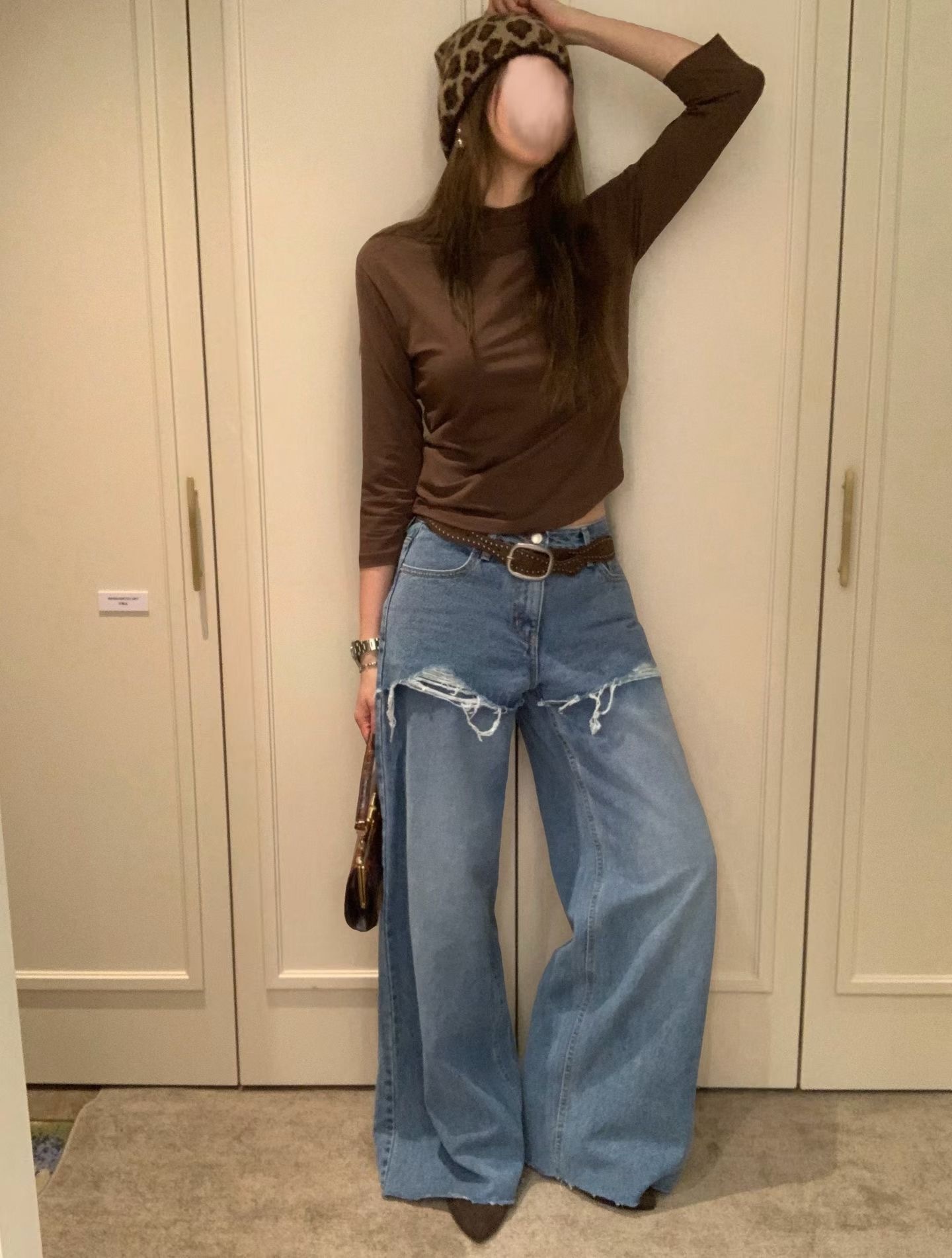 RD2658 Cut-out Baggy Jeans