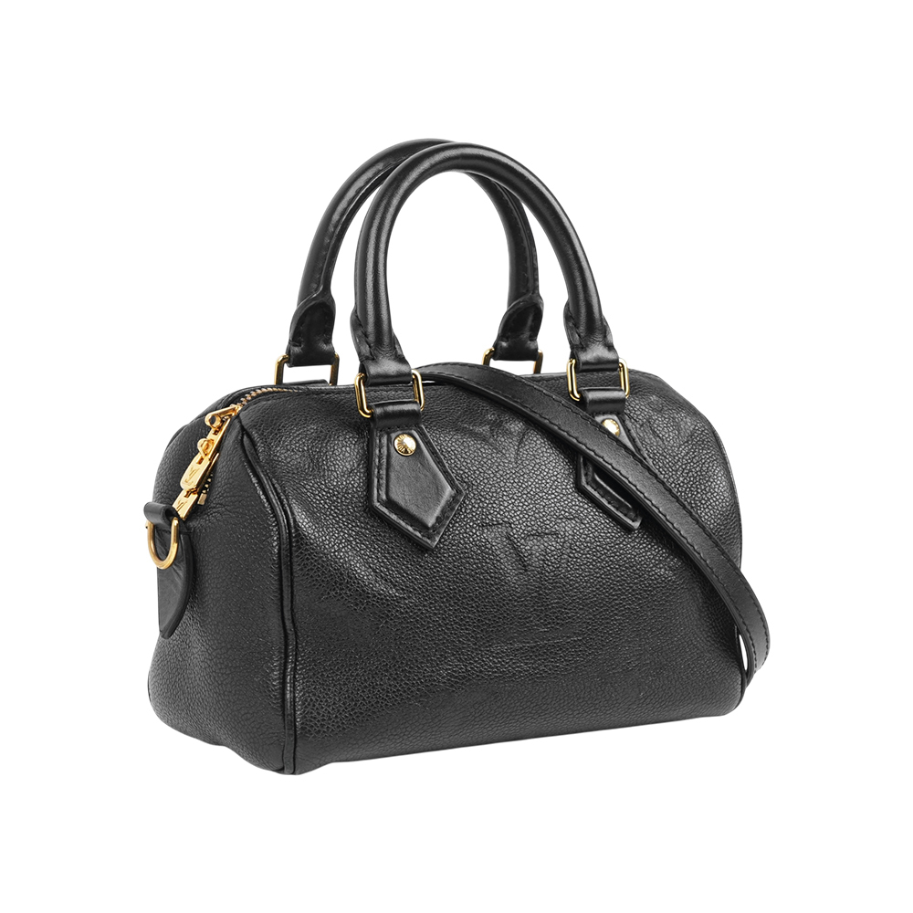 【Louis Vuitton】Speedy 20cm 壓印牛皮手提包/斜背包(黑色)