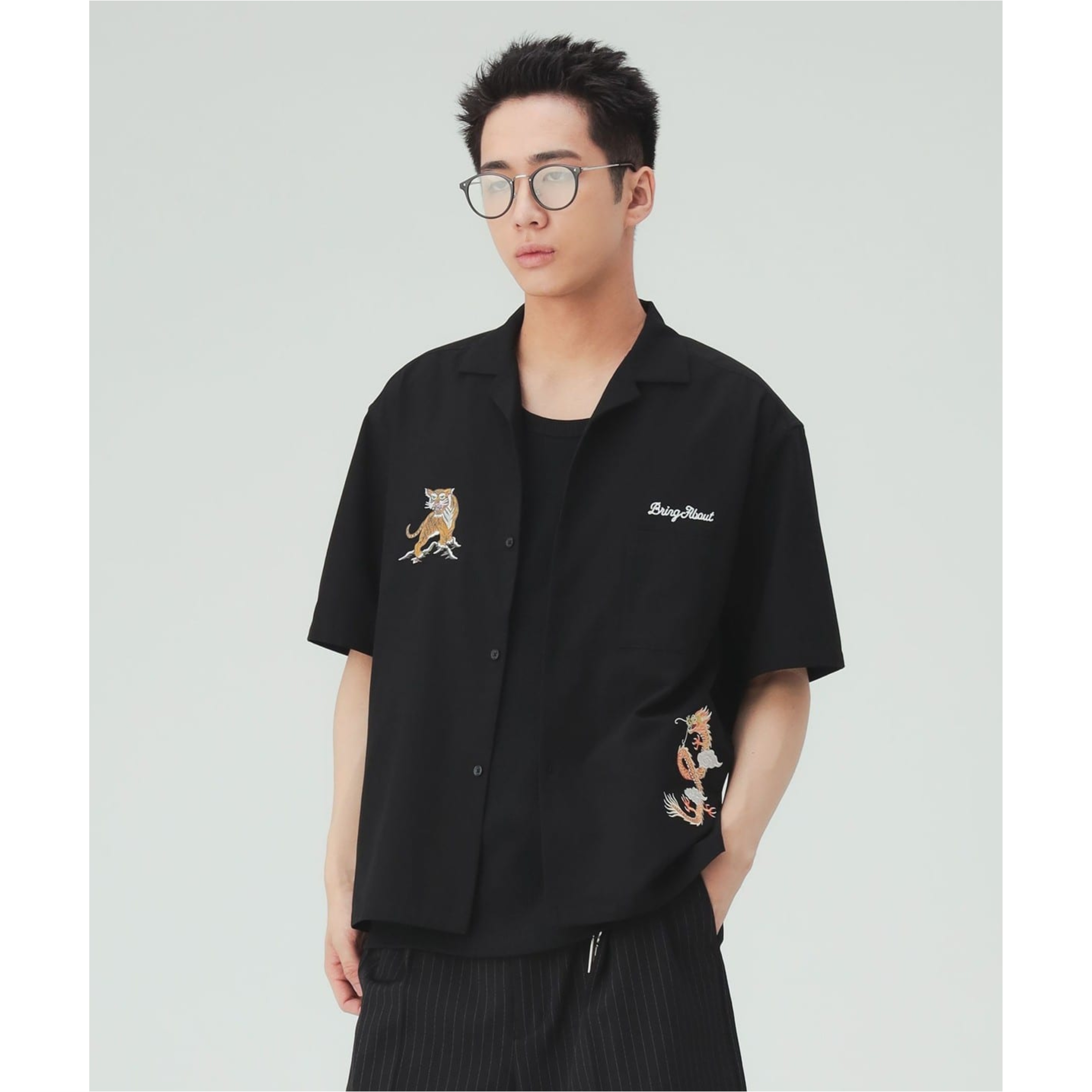 2026SS BEAMS HEART Souvenir embroidered open-collar shirt 橫須賀 胸前 老虎 刺繡 襯衫 短T 現貨 42010240147