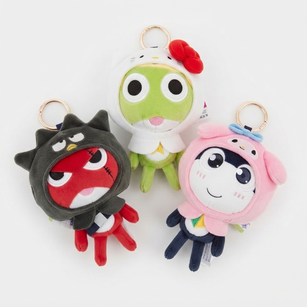 Keroro x Sanrio Giroro Bad Badtz-Maru Plush Keychain