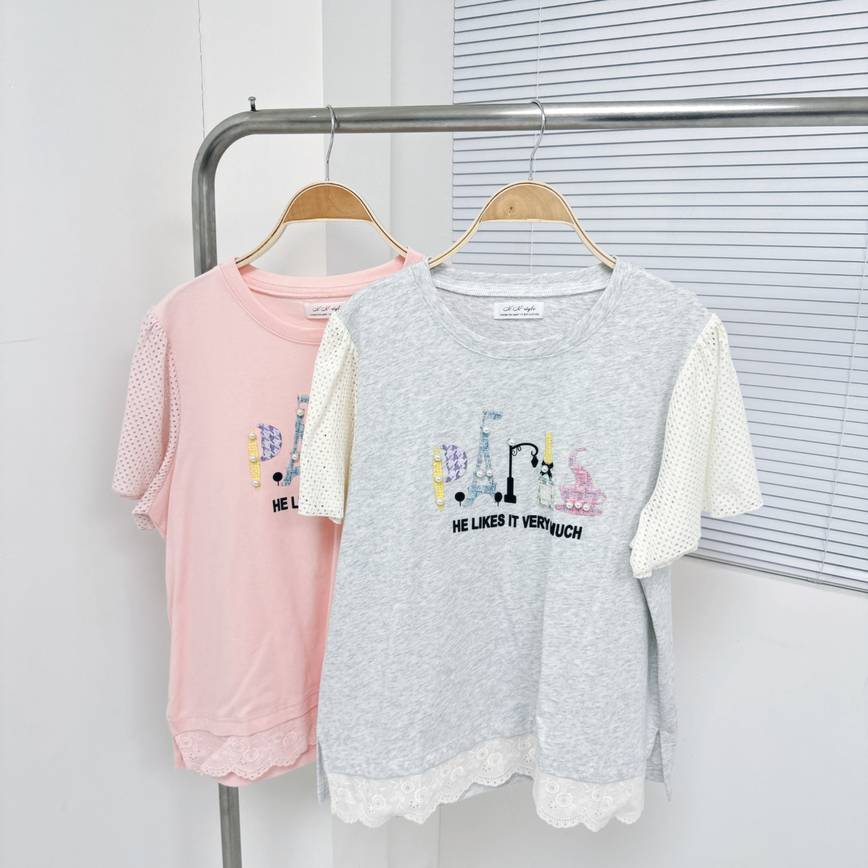 【廠家制】Paris網網袖TOP (H21-H22)