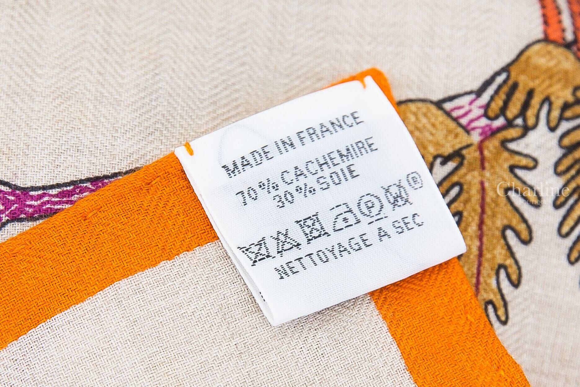 Hermès H244362S 02 材質洗標 法國製 70% Cashmere 喀什米爾 30% Silk 真絲