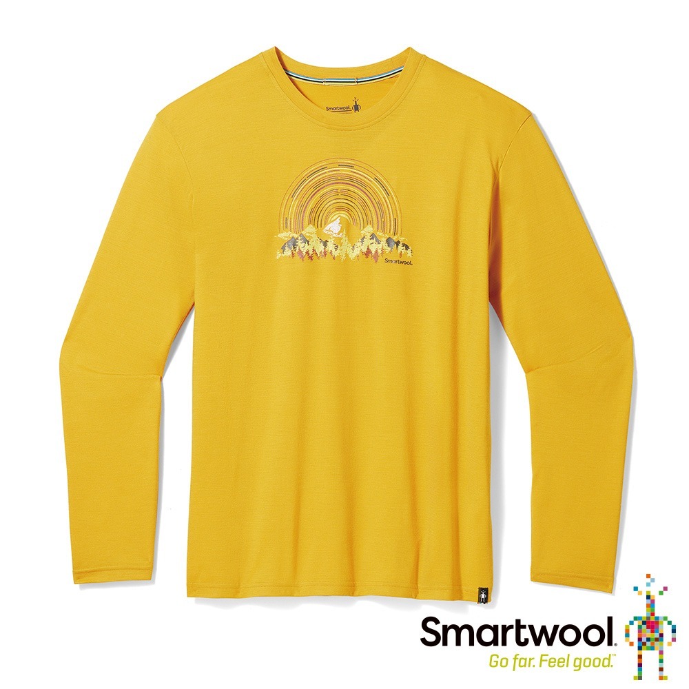 Smartwool Never Summer Mountains Graphic LS Tee 中性 塗鴉長袖上衣 夏日依山 SW017162K11蜂蜜黃 [HappyOutdoor]