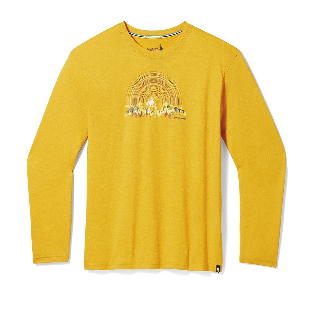 Smartwool Never Summer Mountains Graphic LS Tee 中性 塗鴉長袖上衣 夏日依山 SW017162K11蜂蜜黃 [HappyOutdoor]