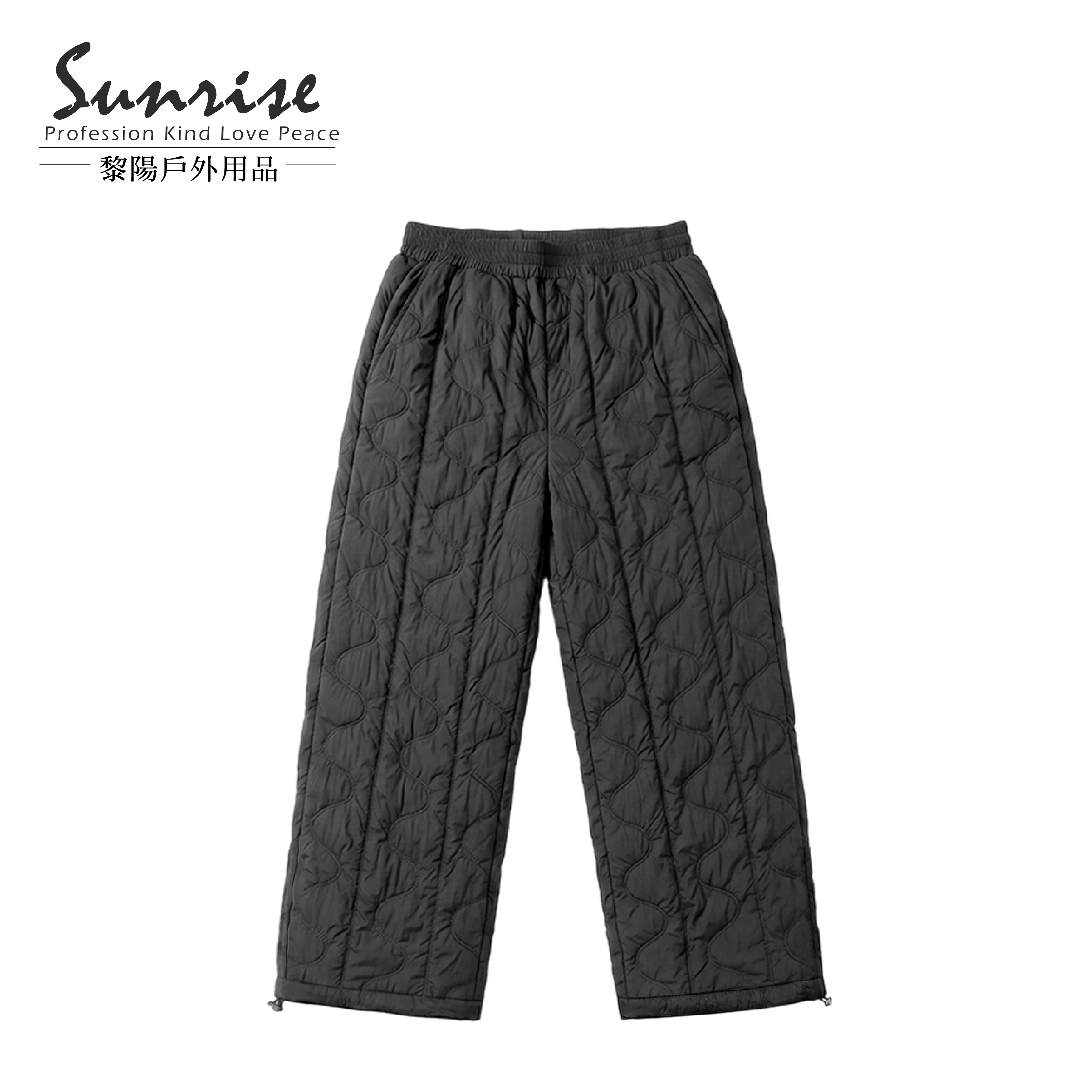 輕量絎縫鬆緊羽絨寬褲 女款 (黑色) 24YS3188B
