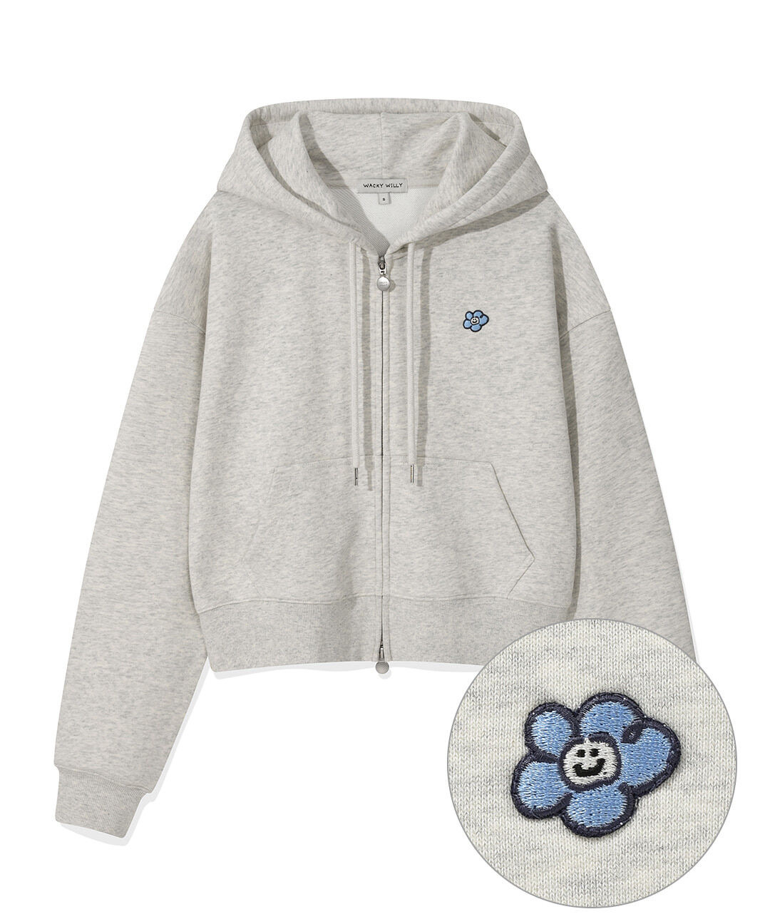 【隨時截單！限時優惠預訂】韓國 WACKY WILLY WOMEN LILY WAPPEN CROP ZIP-UP HOODIE（2色）