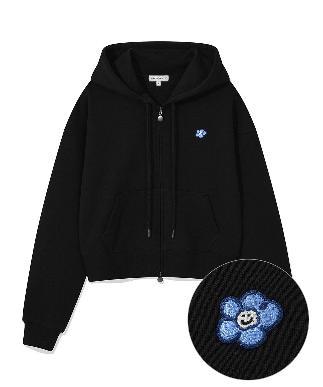 【30/8截單！限時優惠預訂】韓國 WACKY WILLY WOMEN LILY WAPPEN CROP ZIP-UP HOODIE（2色）