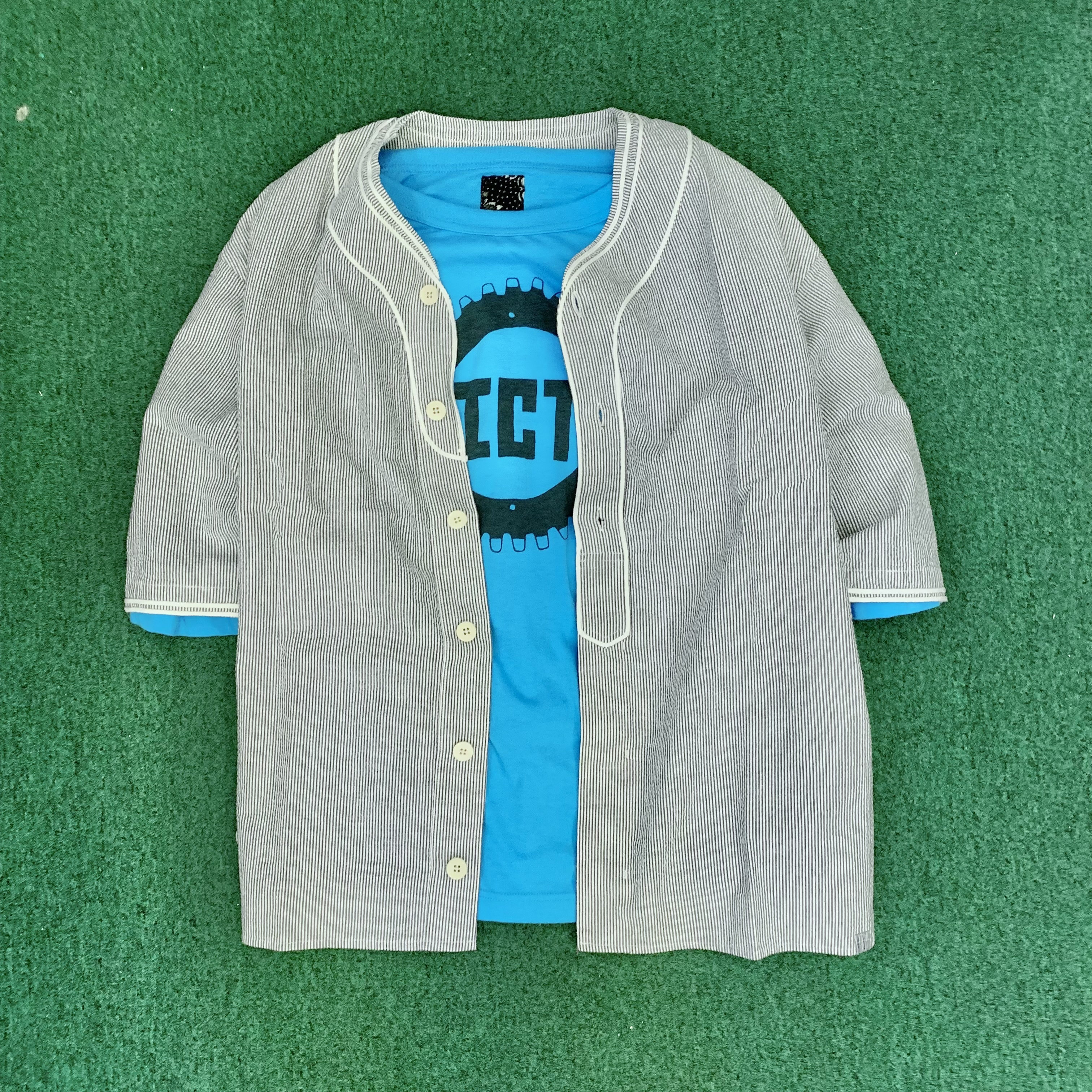 VISVIM DUGOUT S/S SEERSUCKER - NAVY SIZE 3 IN STOCK NOW (現貨發售中)