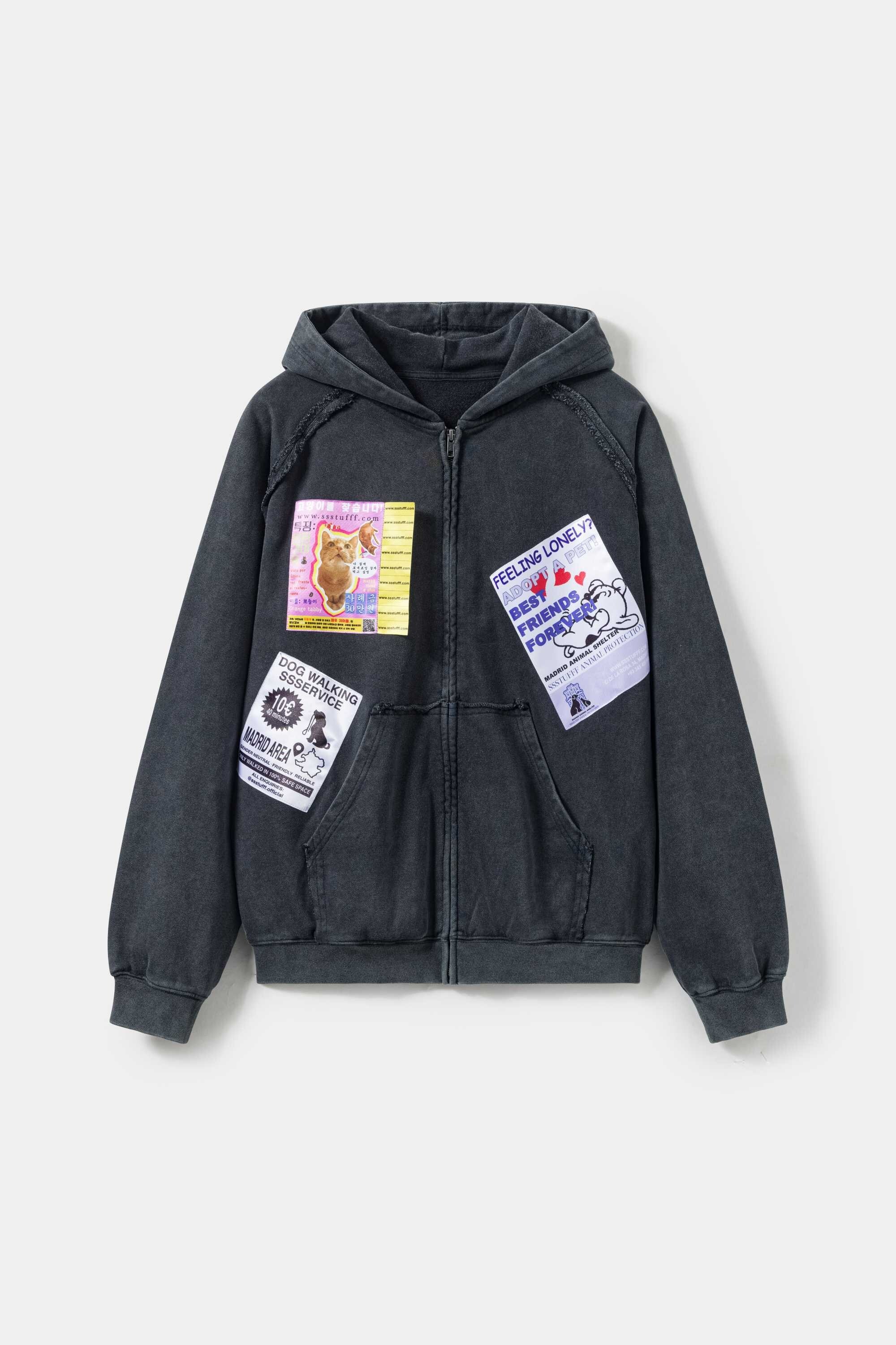 【Focus Store】現貨秒發 SSSTUFFF Ads Zip Up Jacket ''Black'' 廣告貼布 拉鍊外套 黑色