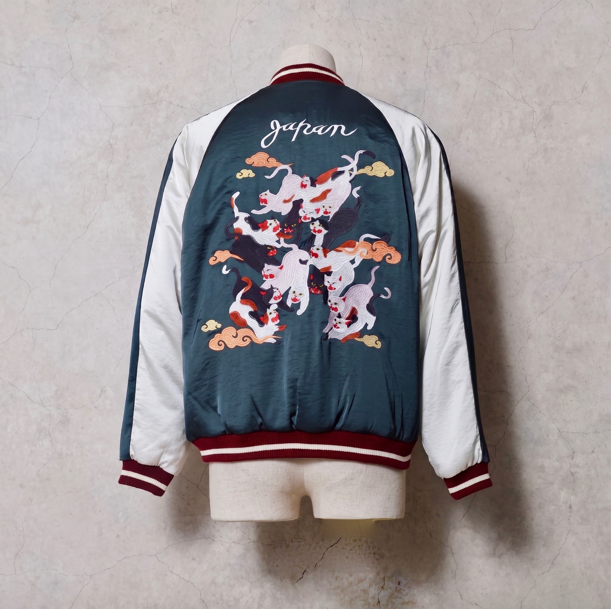 HOUSTON RAYON SOUVENIR JACKET (百猫) / FOREST GREEN