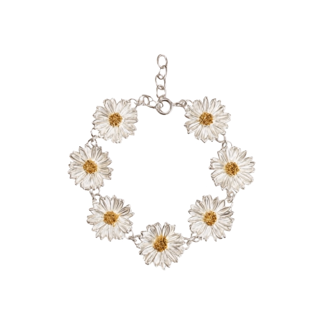1TA0524-285 [THALLO] Daisy Field Daisy Bracelet Statement 24K Gold and Sterling Silver #s189a (A-LX-E)
