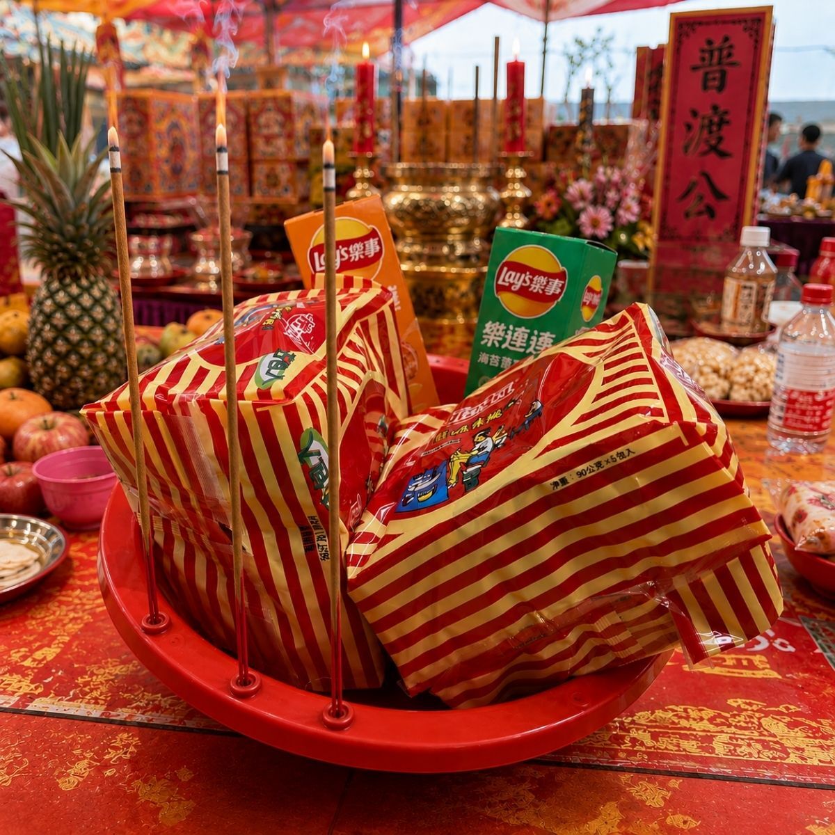 普渡用面盆｜紅色面盆 插香面盆 拜拜盆 供品盆 中元普渡 祭祀拜拜 可插香 塑膠臉盆 32.5cm【輕鬆購五金百貨】