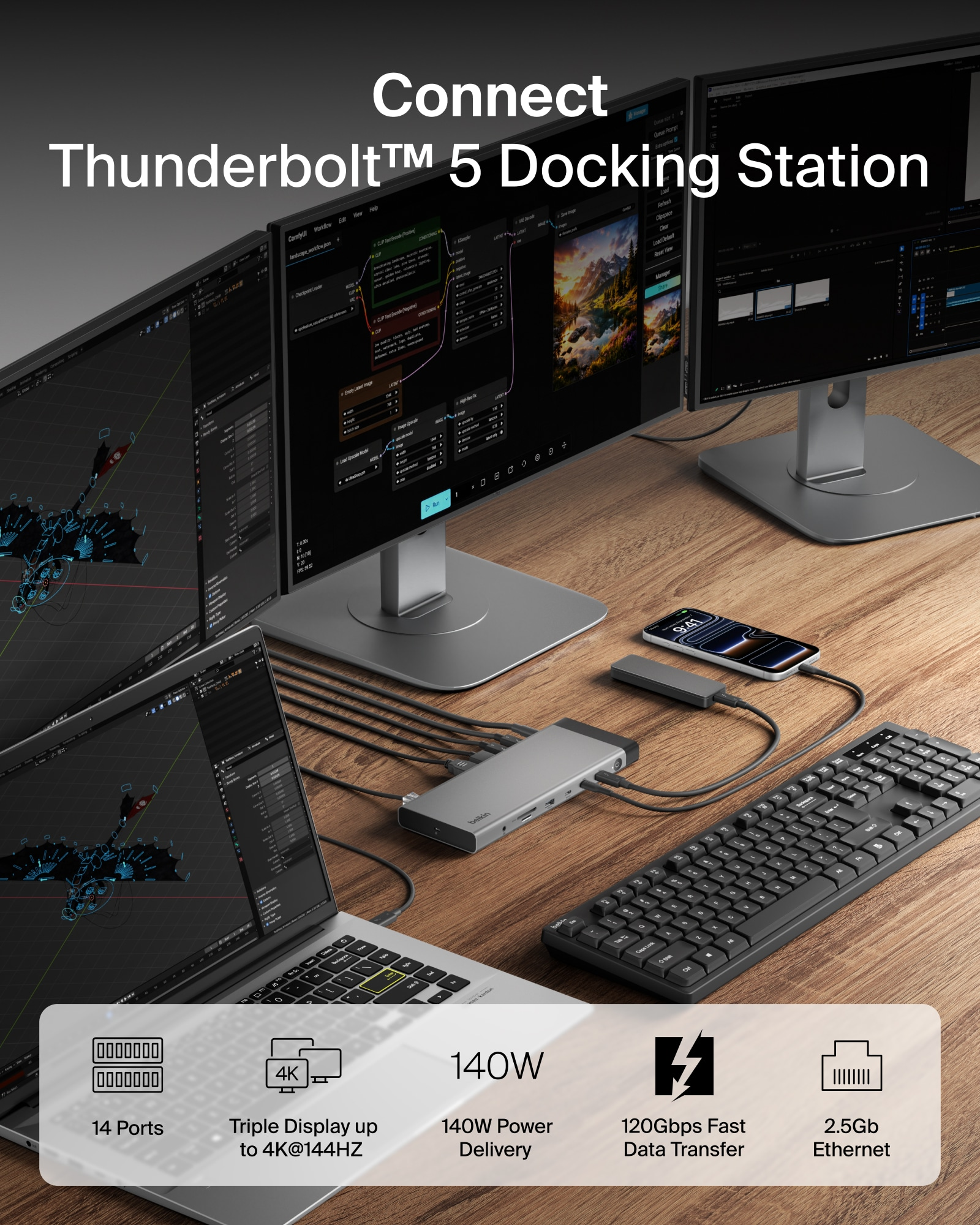 Connect 14合1 Thunderbolt 5 擴展基座