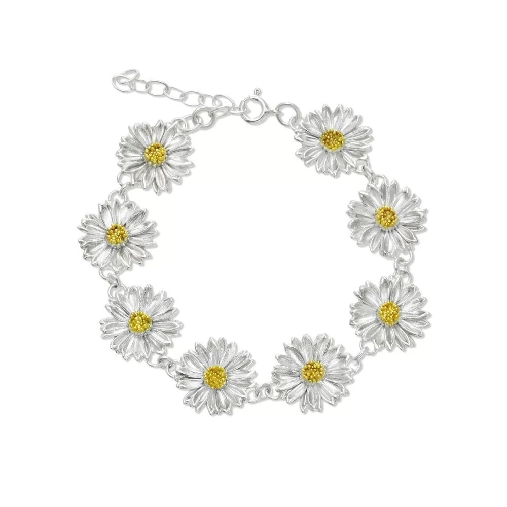 1TA0524-285 [THALLO] Daisy Field Daisy Bracelet Statement 24K Gold and Sterling Silver #s189a (A-LX-E)
