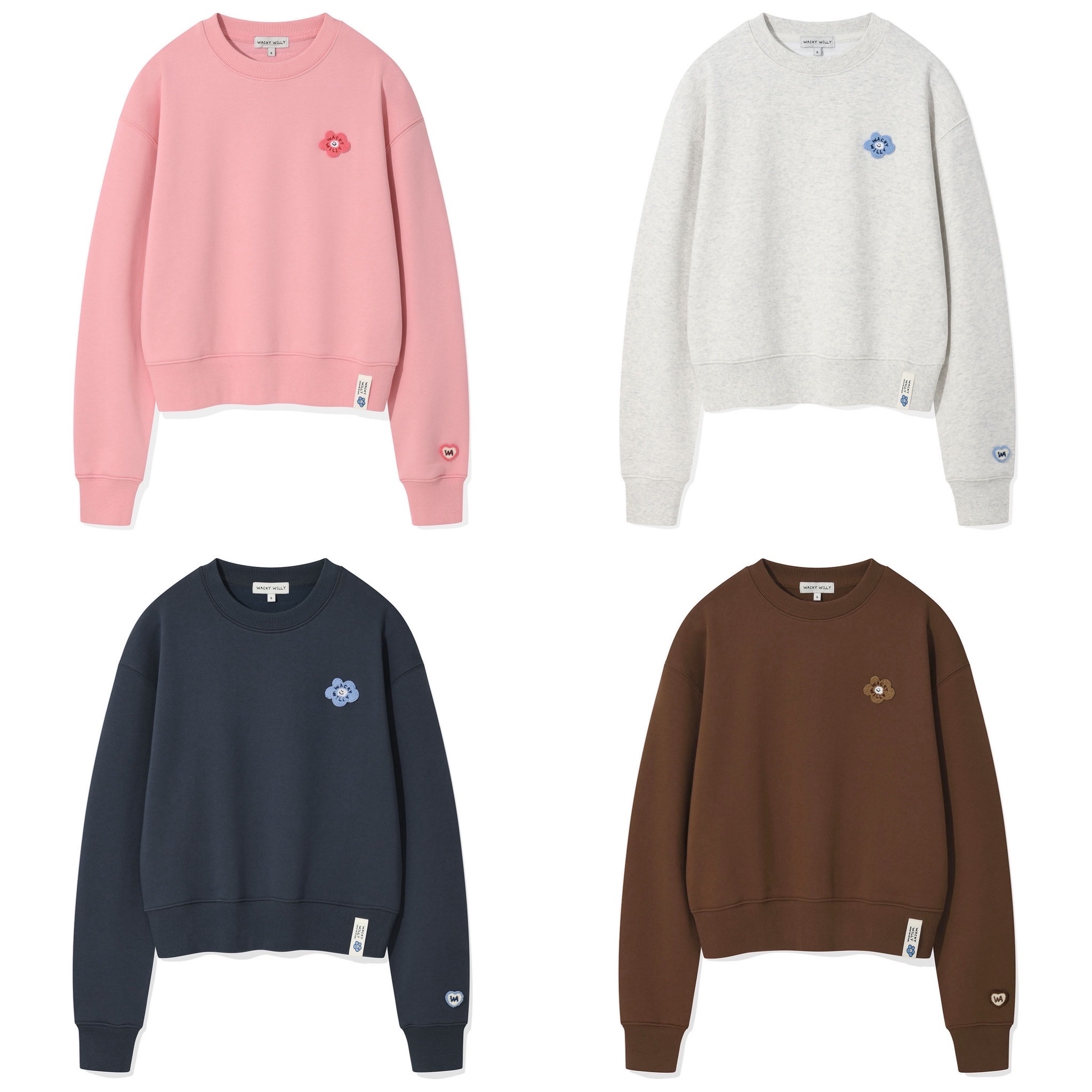 【隨時截單！限時優惠預訂】韓國 WACKY WILLY WOMEN LILLY WAPPEN CROP SWEATSHIRT（4色）
