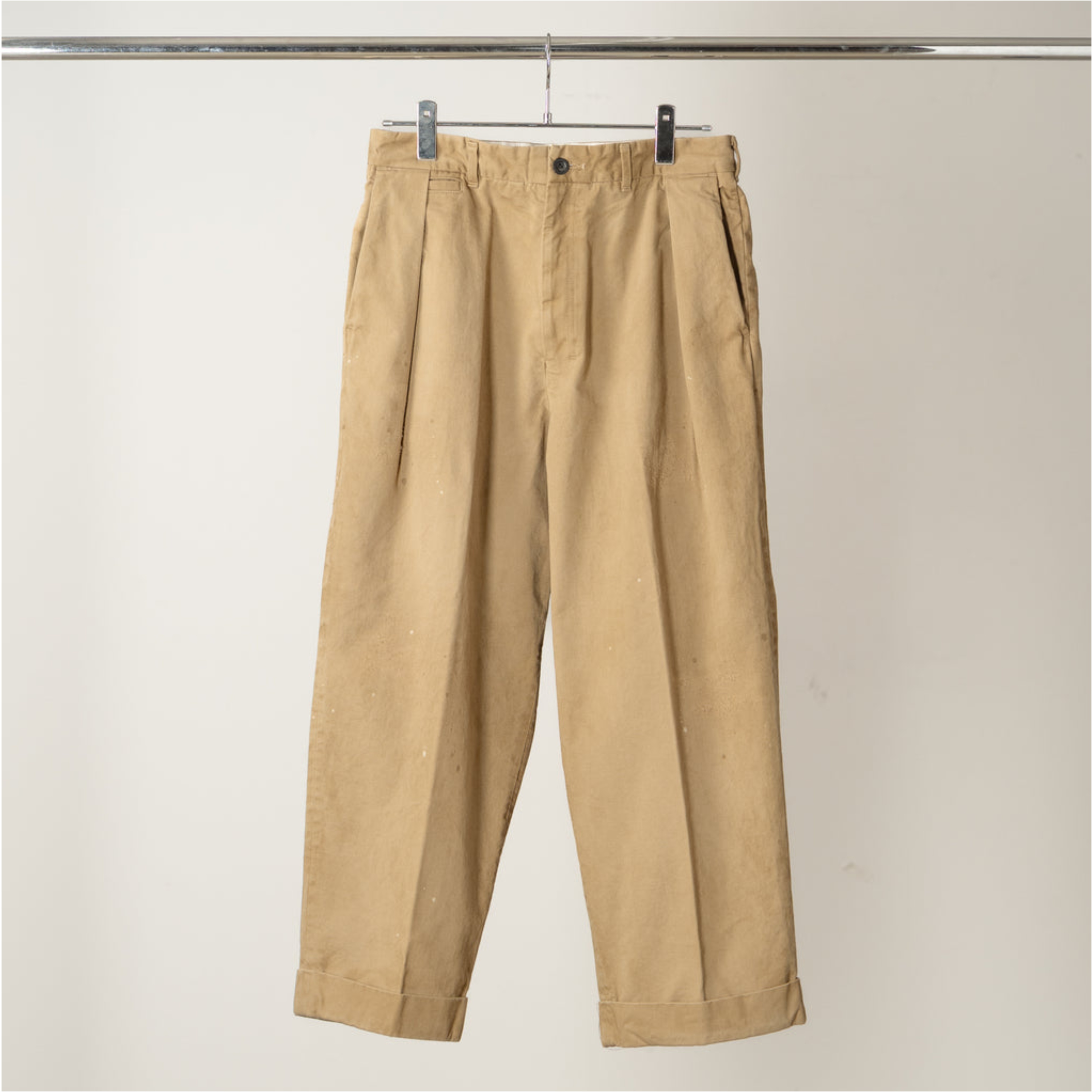 2026SS ANCELLM DOUBLE-CUFF CHINO PANTS 雙打摺 潑漆 洗舊 工作褲 長褲 現貨 ANC-PT141