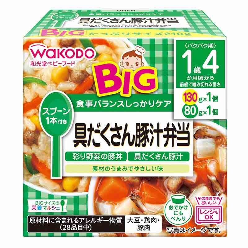 【Wakodo】BIG Ready-to-Eat Cup Bowl of Rice with Pork & Vegetables and Miso Soup with Pork & Vegetables 210g (130g+80g) (16 Months+)