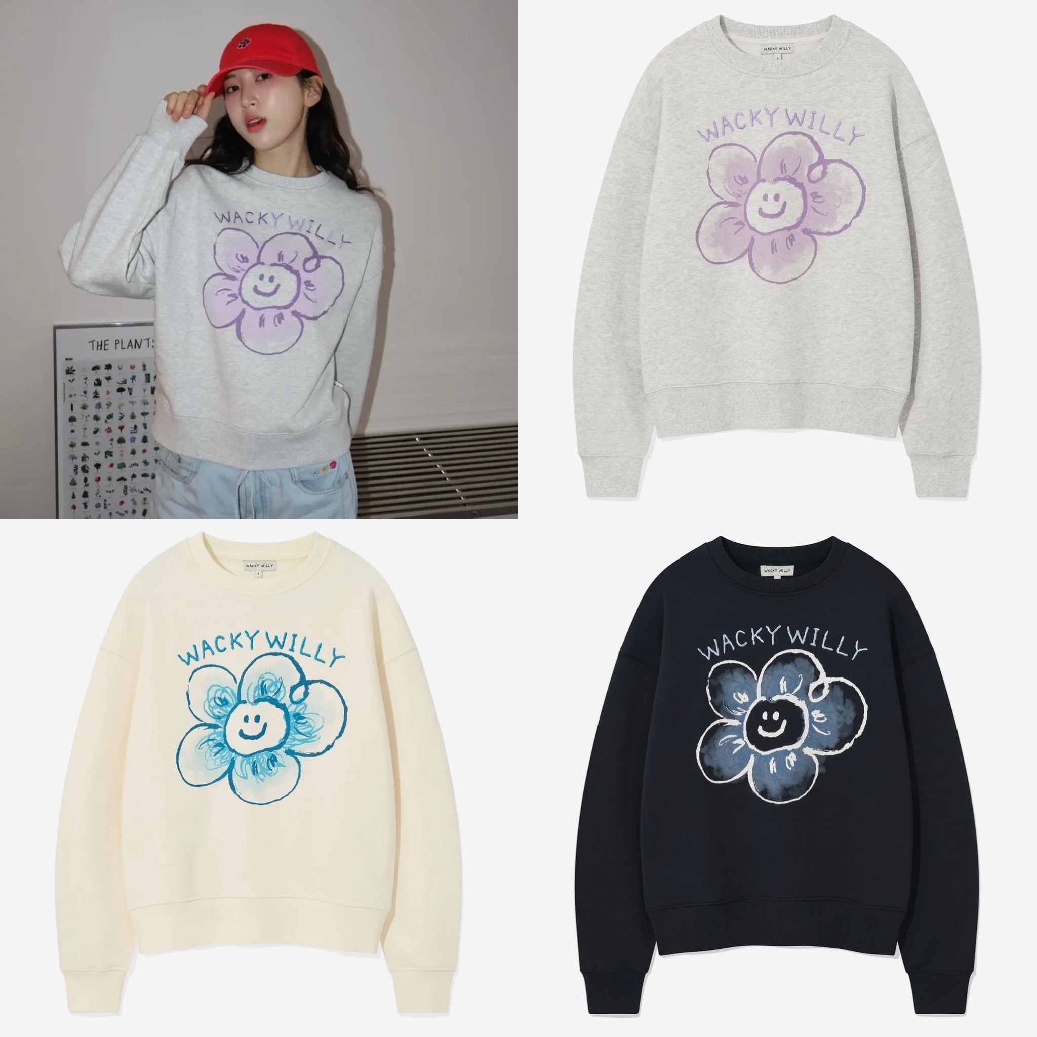 【隨時截單！限時優惠預訂】韓國 WACKY WILLY 25FW WOMEN BIG LILLY GRAPHIC SWEATSHIRT（3色）