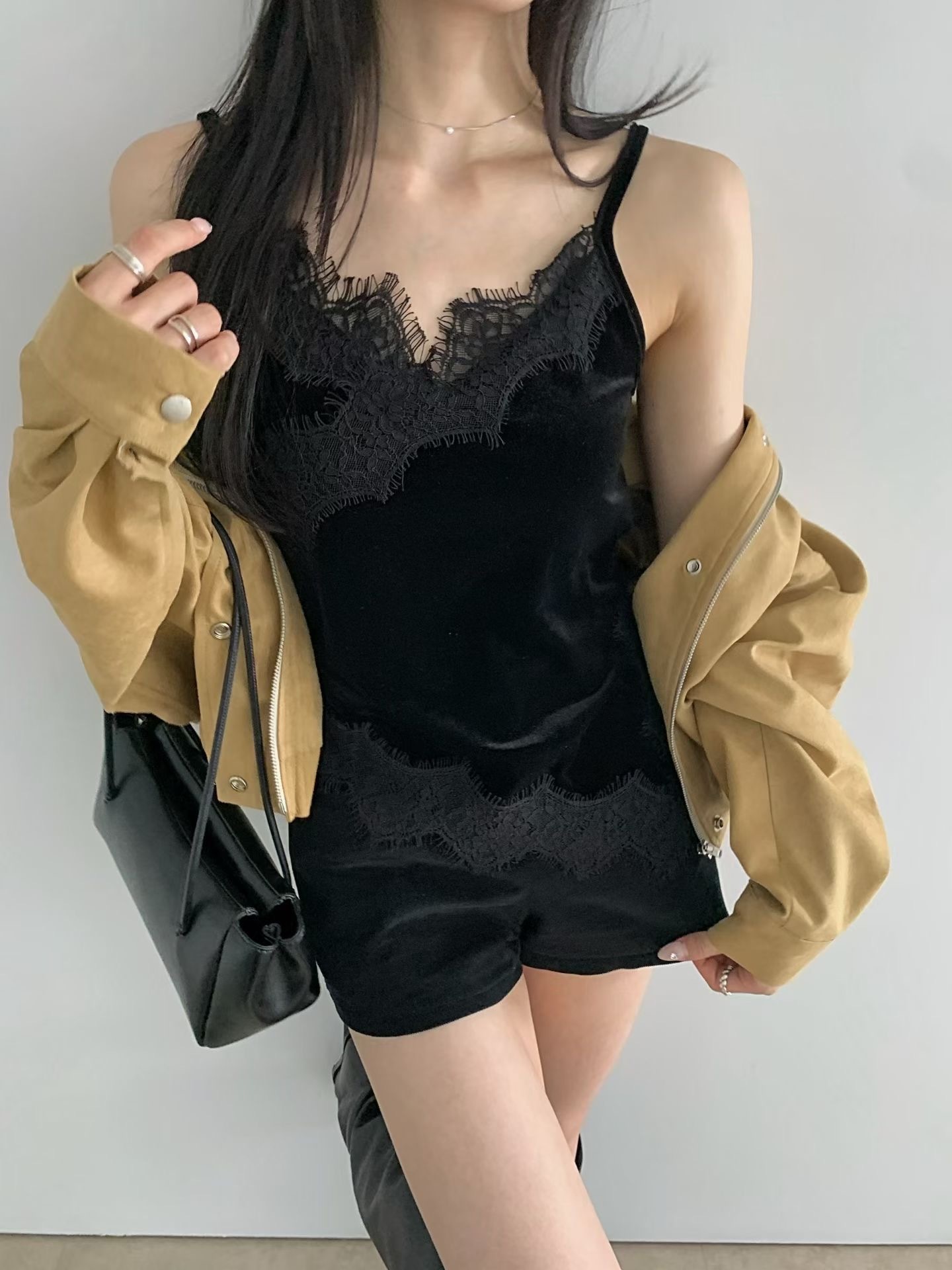 睫毛絨面吊帶背心