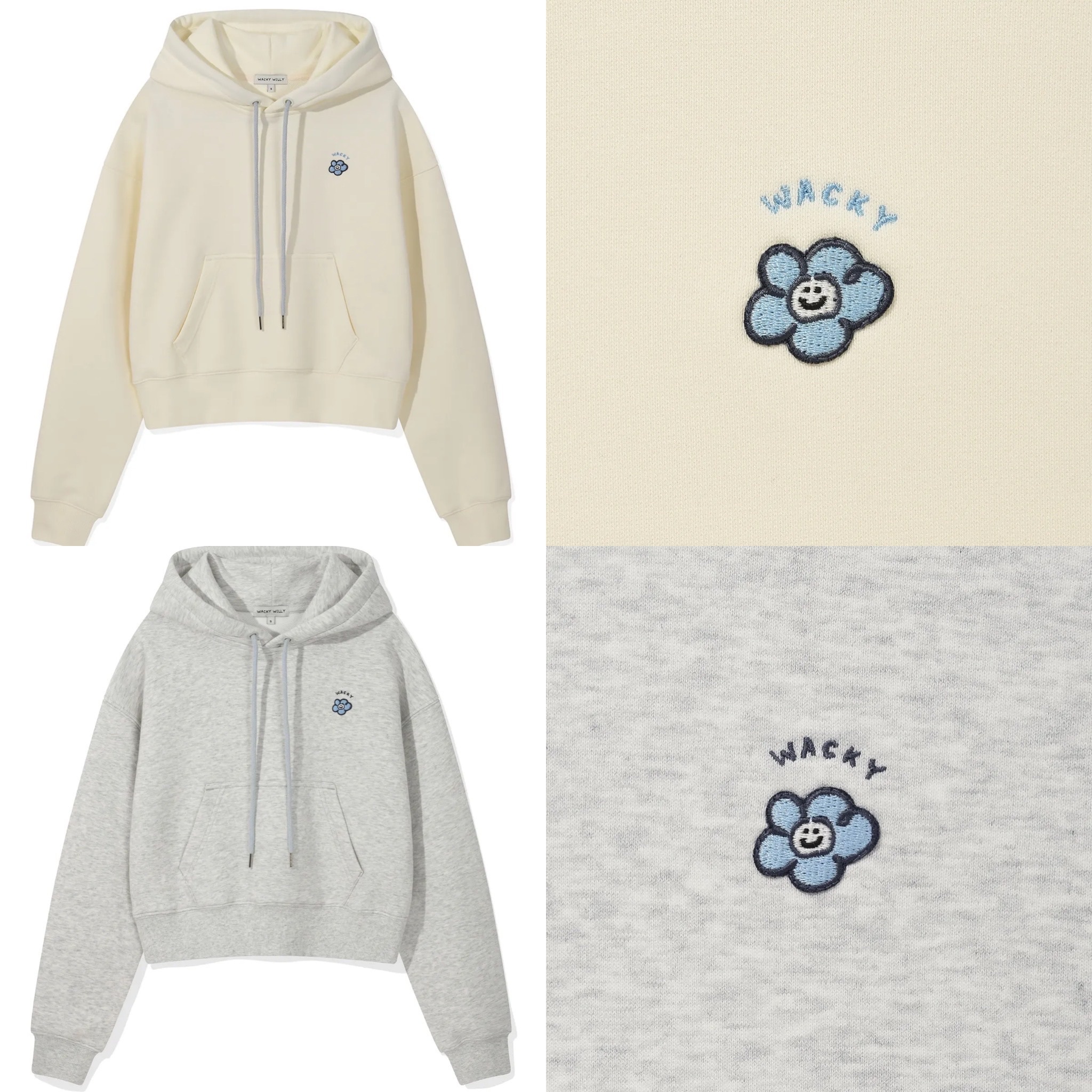 【隨時截單！限時優惠預訂】韓國 WACKY WILLY WOMEN LILY WAPPEN CROP HOODIE（2色）