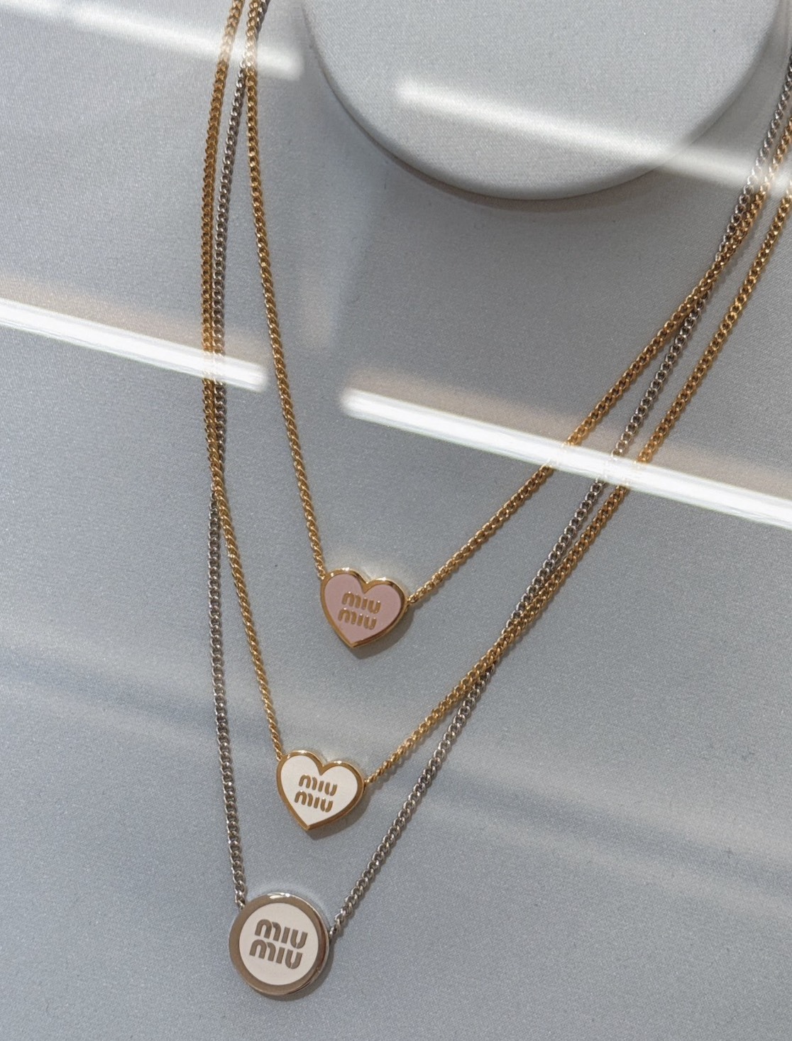 miu miu heart Metal necklace earrings bracelet