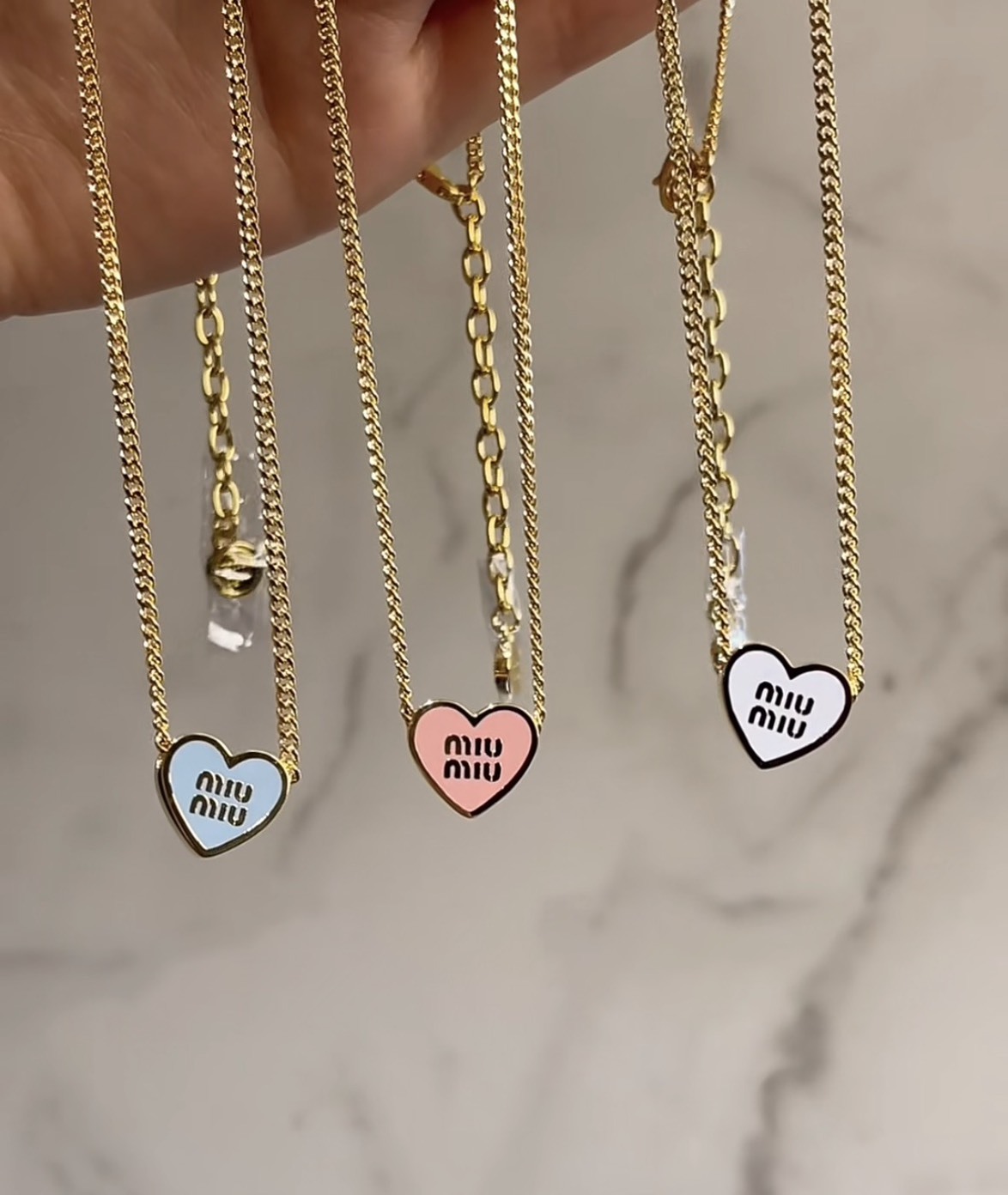 miu miu heart Metal necklace earrings bracelet