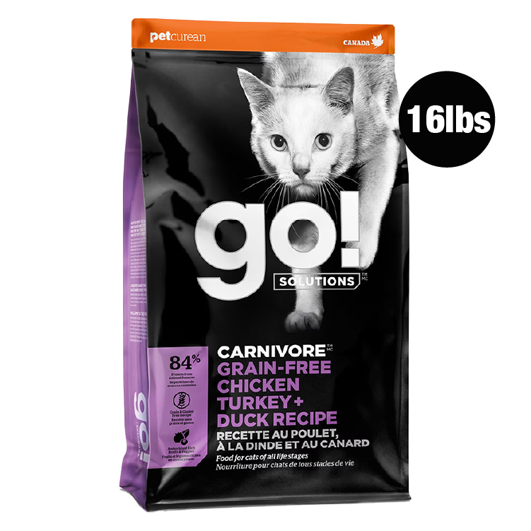Go! Solutions 活力營養系列無穀物 雞肉＋火雞＋鴨肉 貓糧配方16lbs