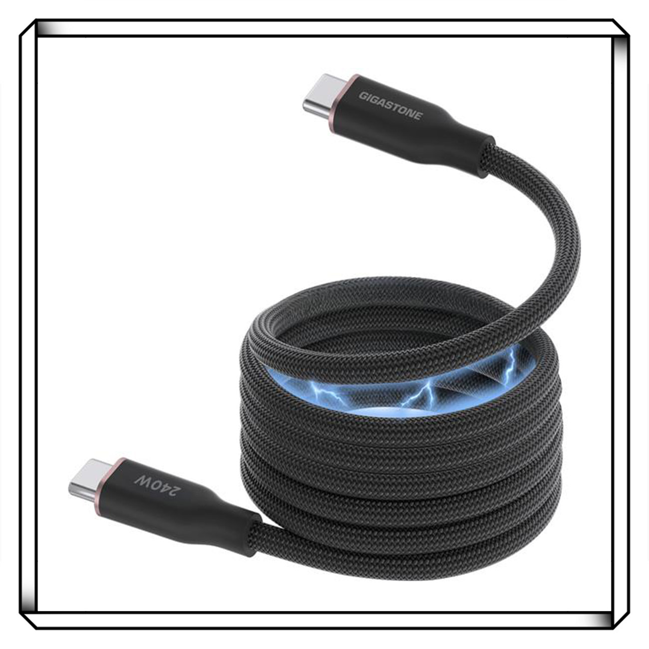 GIGASTONE 立達 240W Type-C to C 磁吸編織傳輸線(1M)(黑色)(CC-8800B)