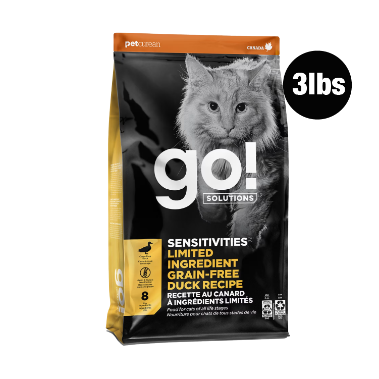 Go! Solutions 低敏系列-單⼀肉源無殼物鴨肉貓糧配3lbs